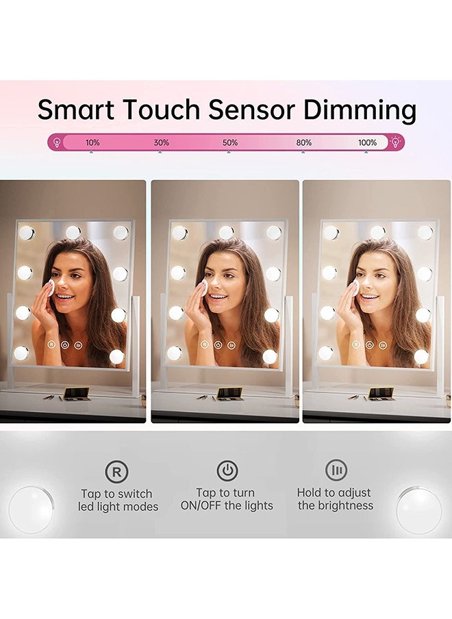 Cool Baby - COOLBABY Makeup Mirror with Lights, Lighted Makeup Mirror with 9 Dimmable Bulbs and 3 Color Lighting Modes, Smart Touch Control, Plug in Light Up Mirror - Image 1