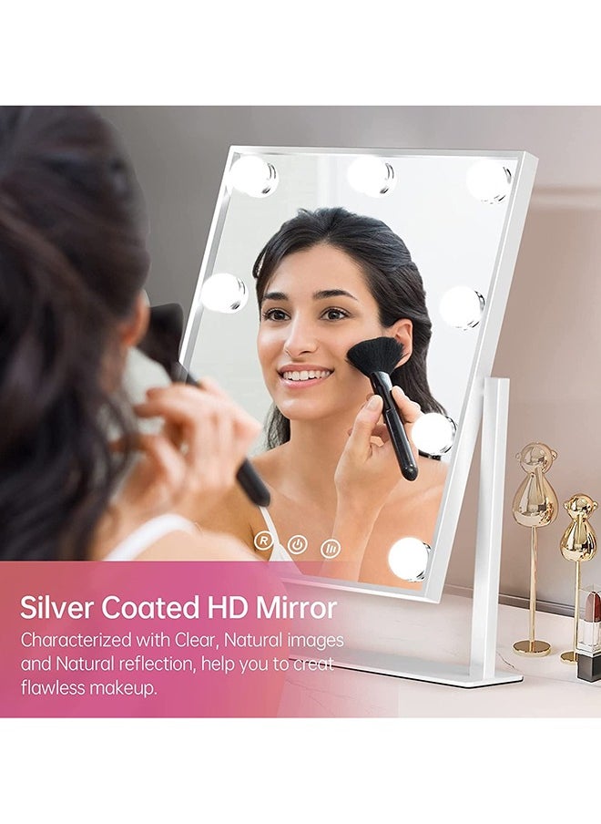 Cool Baby - COOLBABY Makeup Mirror with Lights, Lighted Makeup Mirror with 9 Dimmable Bulbs and 3 Color Lighting Modes, Smart Touch Control, Plug in Light Up Mirror - Image 1