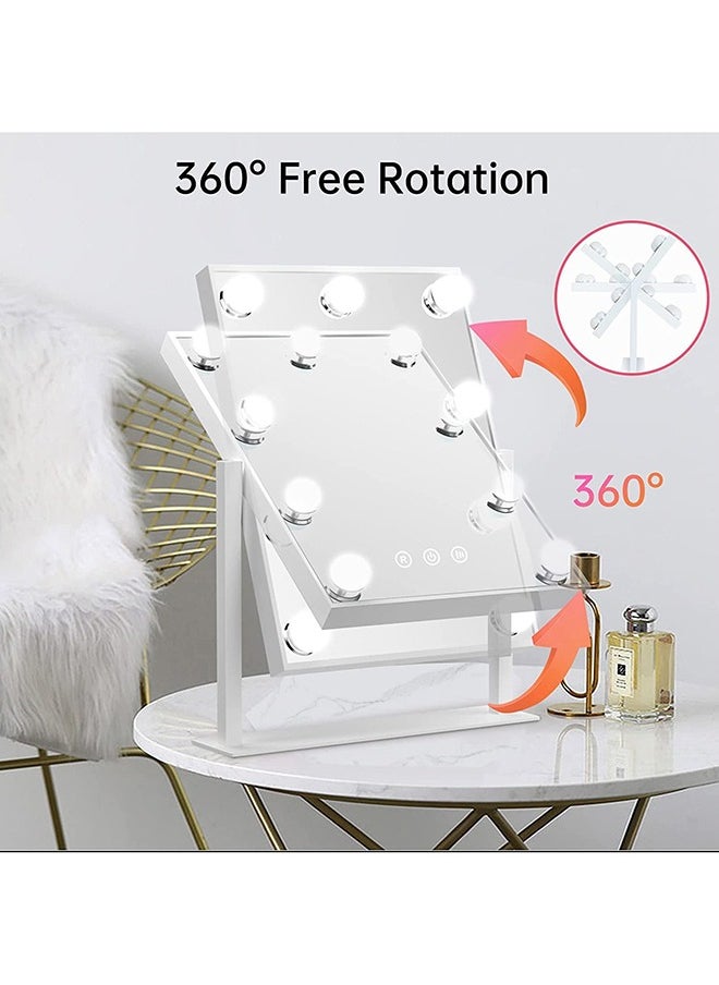 Cool Baby - COOLBABY Makeup Mirror with Lights, Lighted Makeup Mirror with 9 Dimmable Bulbs and 3 Color Lighting Modes, Smart Touch Control, Plug in Light Up Mirror - Image 1