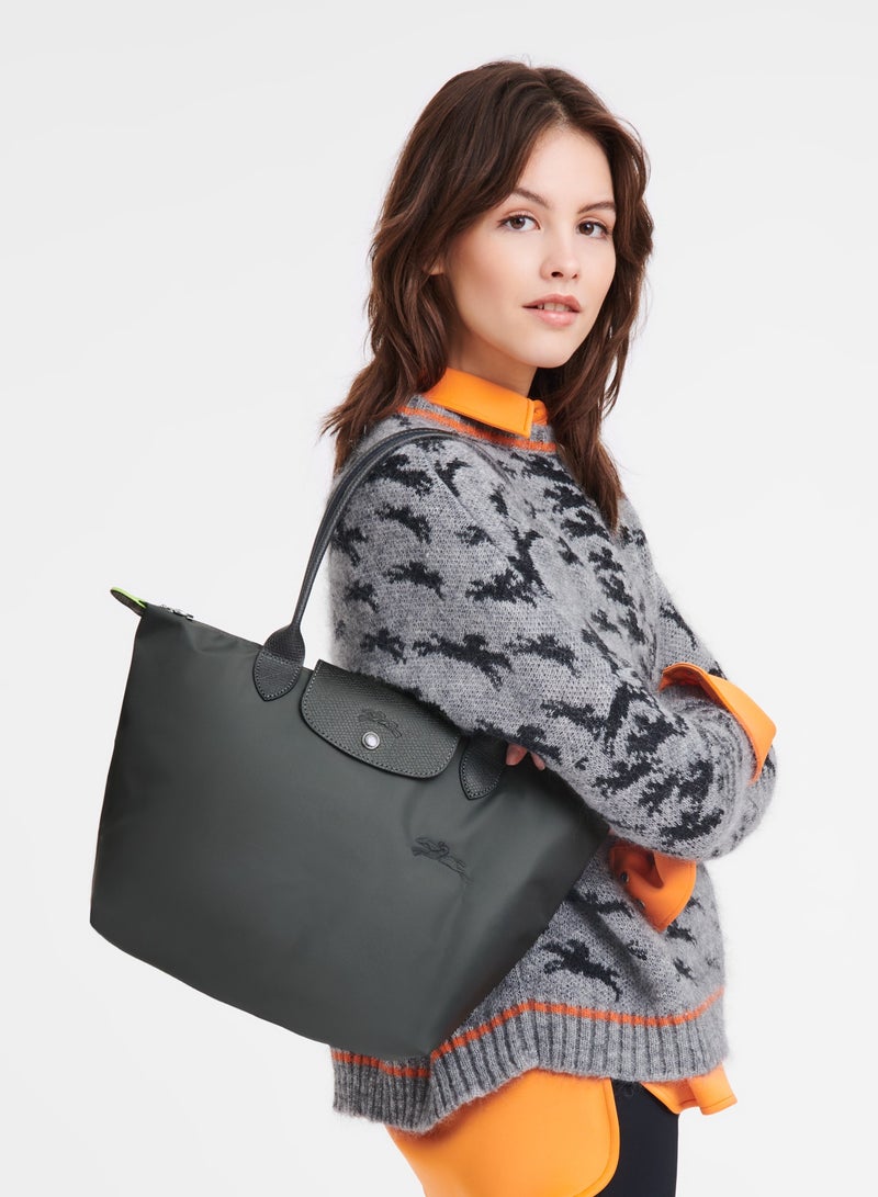 Longchamp Le Pliage Medium Graphite Grey Shoulder Strap  Women's Eco-Friendly Fashionable and Versatile Medium Cosmetic Bag, Handbag, Shoulder Bag - Image 2