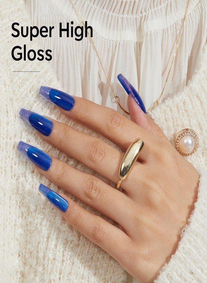 modelones Gel Nail Polish Set 2 PCS 15 ML Blue Cat Eye Gel Nail Polish Glitter Galaxy Dark Blue 9D With Magnet Light Shimmer Soak Off Led Nail Art DIY Salon For Women - Image 4