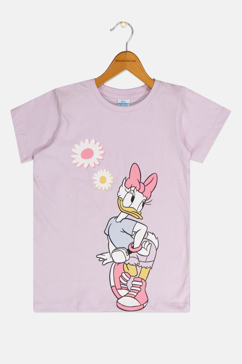 Disney Kids Girl Short Sleeve Micky And Friends T-Shirt, Lavender - Image 3