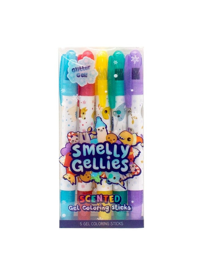 Scentco Holiday Smelly Gellies - Patented Gourmet Scented Glidewrite Glitter Gel Coloring Sticks, Crayons, Highlighters - 5 Count - Gifts For Kids, Stocking Stuffer - Image 1