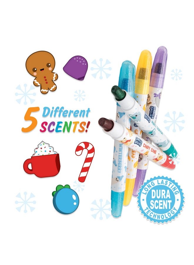 Scentco Holiday Smelly Gellies - Patented Gourmet Scented Glidewrite Glitter Gel Coloring Sticks, Crayons, Highlighters - 5 Count - Gifts For Kids, Stocking Stuffer - Image 2