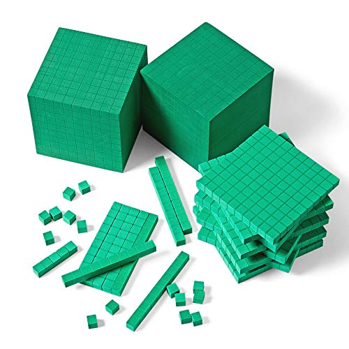 hand2mind Green Foam Base Ten Blocks Complete Set Place Value Blocks Counting Cubes for Kids Math Base 10 Math Manipulatives for Kids Kindergarten Homeschool Supplies Set of 1610 - Image 5