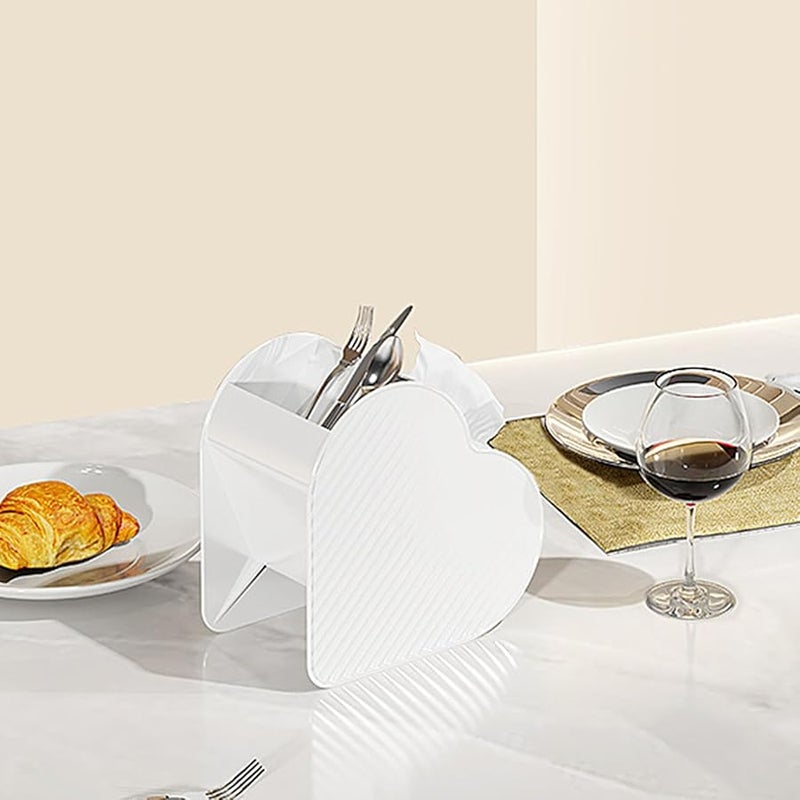 غطاء صندوق المناديل الأبيض على شكل قلب مع حامل تخزين لغرفة المعيشة - Image 4