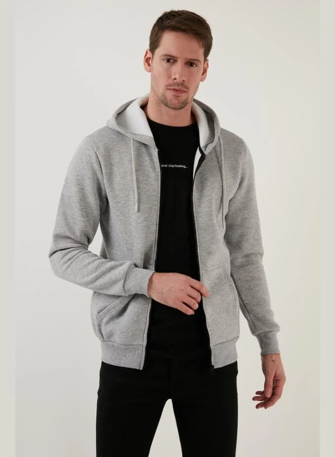 Buratti  Buratti Regular Fit Hooded Zippered Furry Soft Coated Winter Sweat Men's SWEAT 5905340 for Men | Best Price UAE