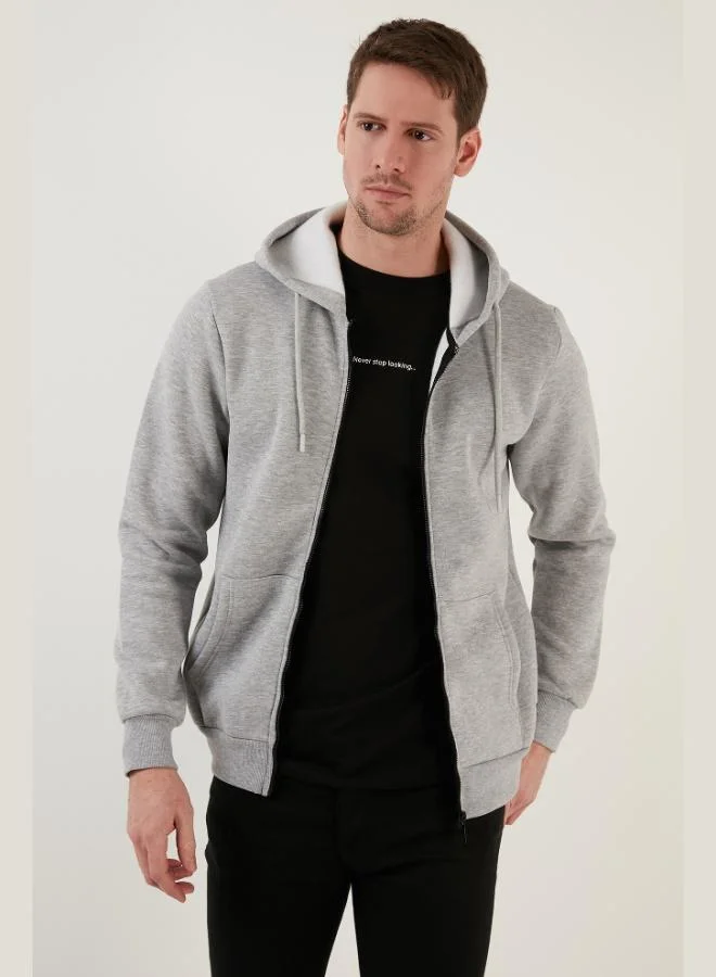 Buratti  Buratti Regular Fit Hooded Zippered Furry Soft Coated Winter Sweat Men's SWEAT 5905340 for Men | Best Price UAE