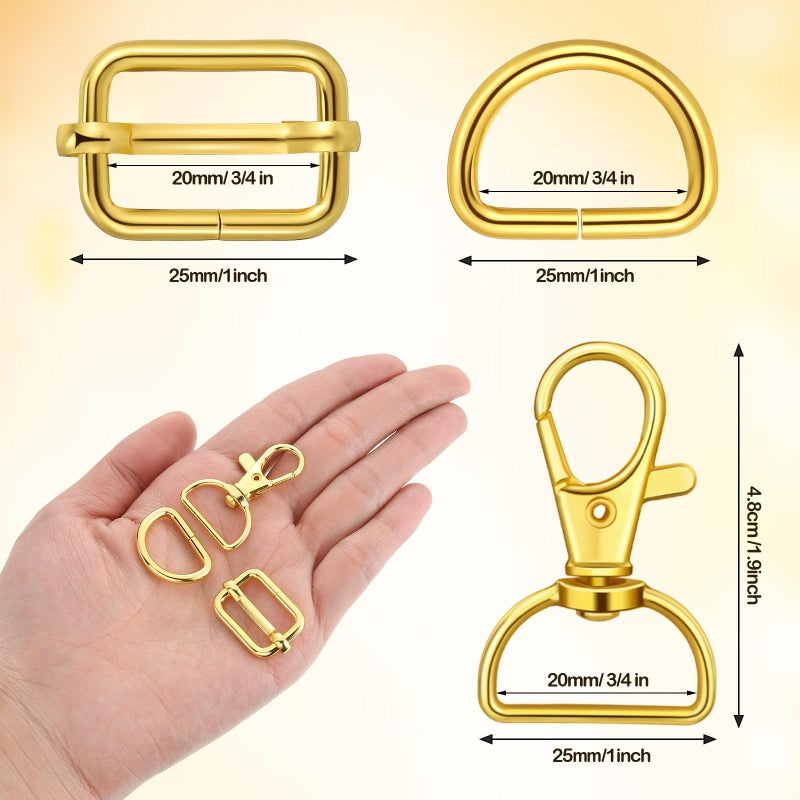 Hotop 56 Pieces D Rings for Purse Bag Hardware Purse Hardware for Bag Making Buckles Craft (Mixed Color,25 mm) - Image 2