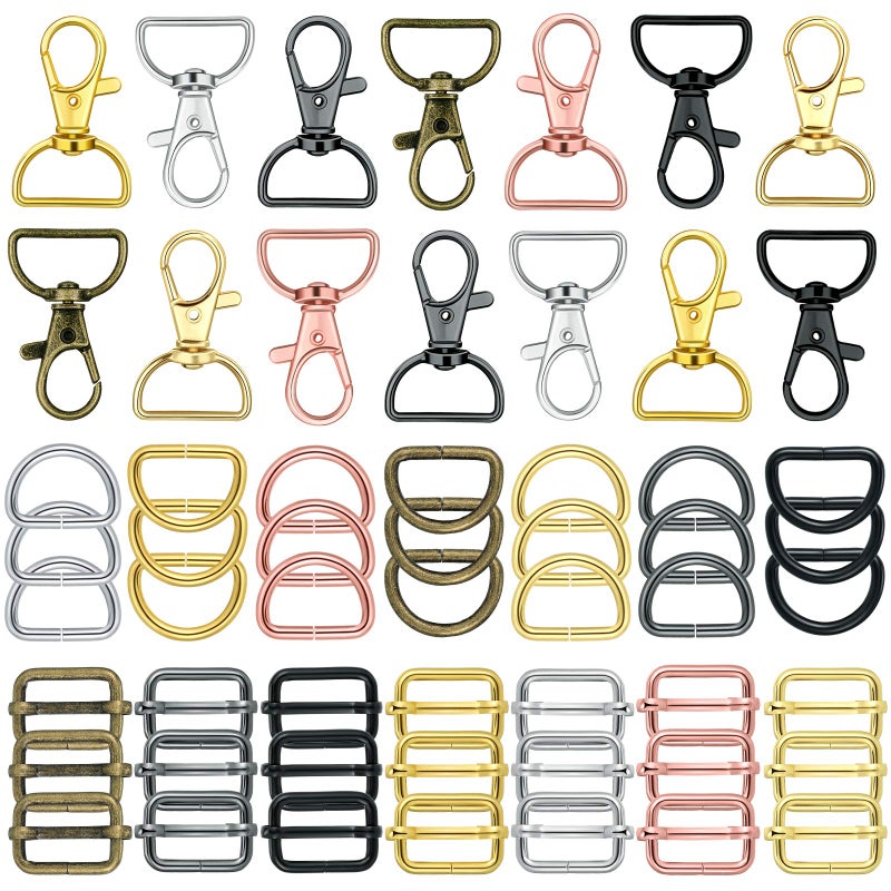 Hotop 56 Pieces D Rings for Purse Bag Hardware Purse Hardware for Bag Making Buckles Craft (Mixed Color,25 mm) - Image 1