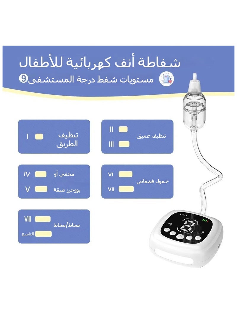 شفاط أنف كهربائي للأطفال بتقنية الضغط السلبي، شفط البلغم للأطفال حديثي الولادة، شفط كهربائي مضاد للارتجاع - Image 2