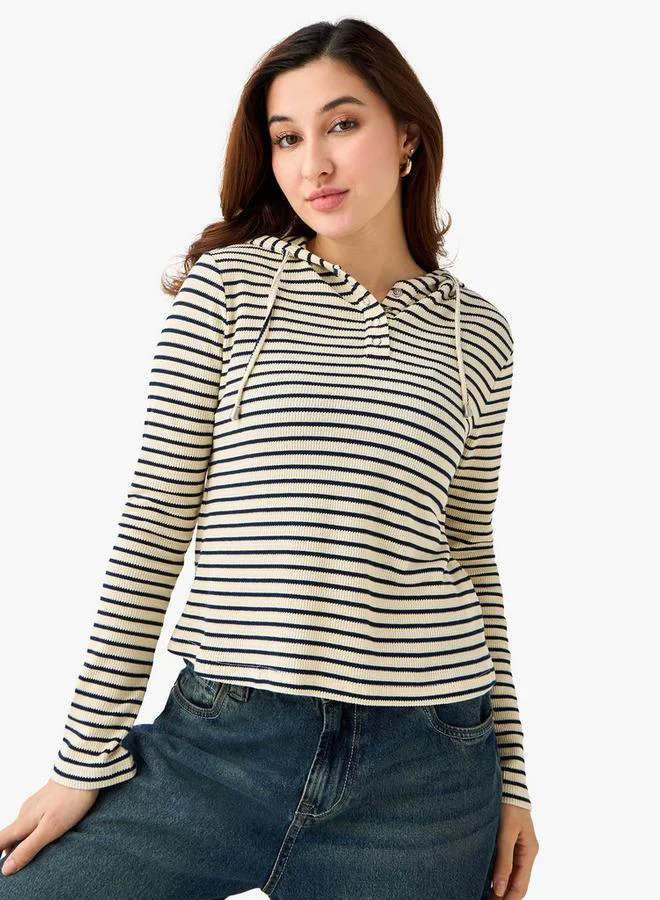 سبلاش فيڤ Women Regular Fit Striped Hoodie