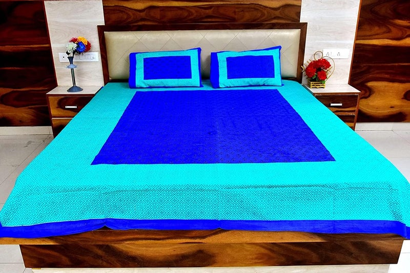 Cotton Double Bedsheet for Double King Size Bedsheet with 2 Pillow Covers MultiColors15 - Image 1