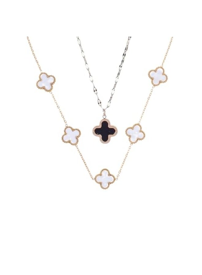 سالتي مجموعة قلادات "حمامة بيضاء مالحة" و"ساحرة منتصف الليل" للنساء - طقم مجوهرات أنيق وعصري | طقم قلادات أنيق لكل مناسبة - Image 1