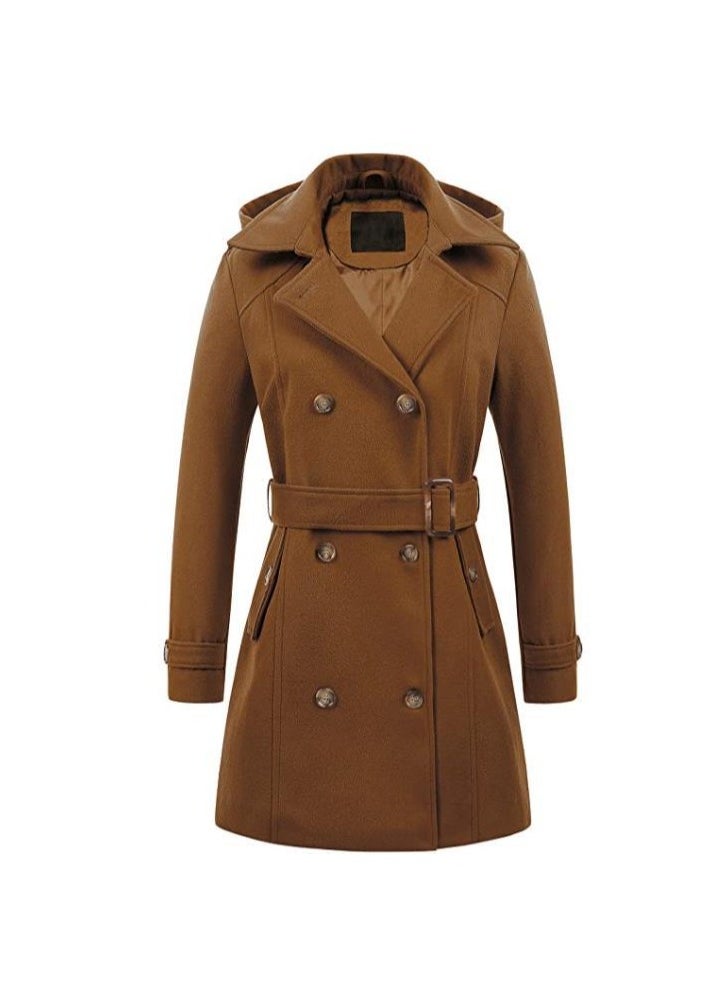 Loquat - Squality Double Breasted Long Coat women Brown - Image 1
