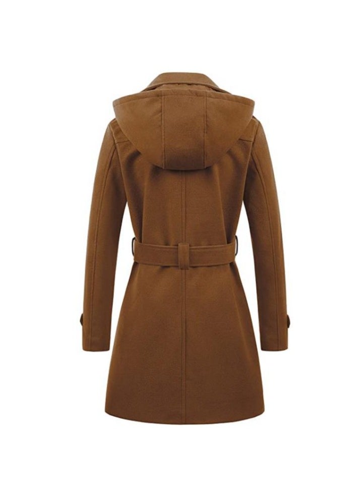 Loquat - Squality Double Breasted Long Coat women Brown - Image 1