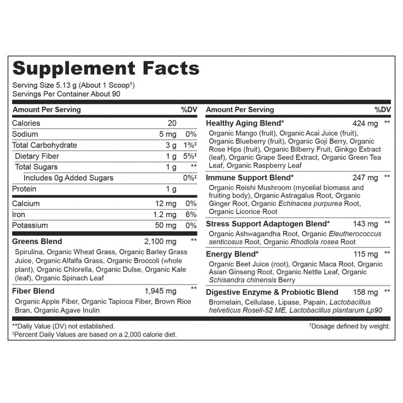 NATURELO Raw Greens Superfood Powder - Unsweetened - Boost Energy, Detox, Enhance Health - Organic Spirulina - Wheat Grass - Whole Food Nutrition from Fruits & Vegetables - 480 Grams - Image 3