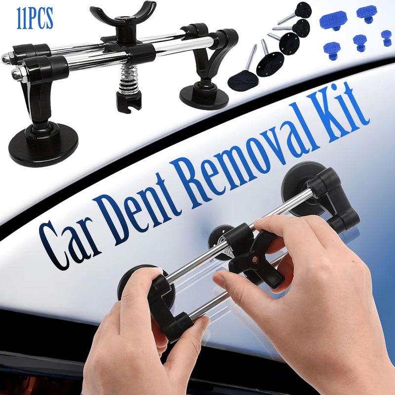 11 Pcs Car Dent Removal Set Steel Dent Puller Double Pole Tool For Auto Dent Repair - Image 1
