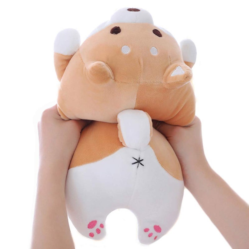 sofipal Shiba Inu Dog Plush Pillow, Cute Soft Corgi Stuffed Animals Doll Toys Gifts for Valentine, Christmas, Birthday, Bed, Sofa Chair (Brown Round Eye, 13.5in) - Image 1
