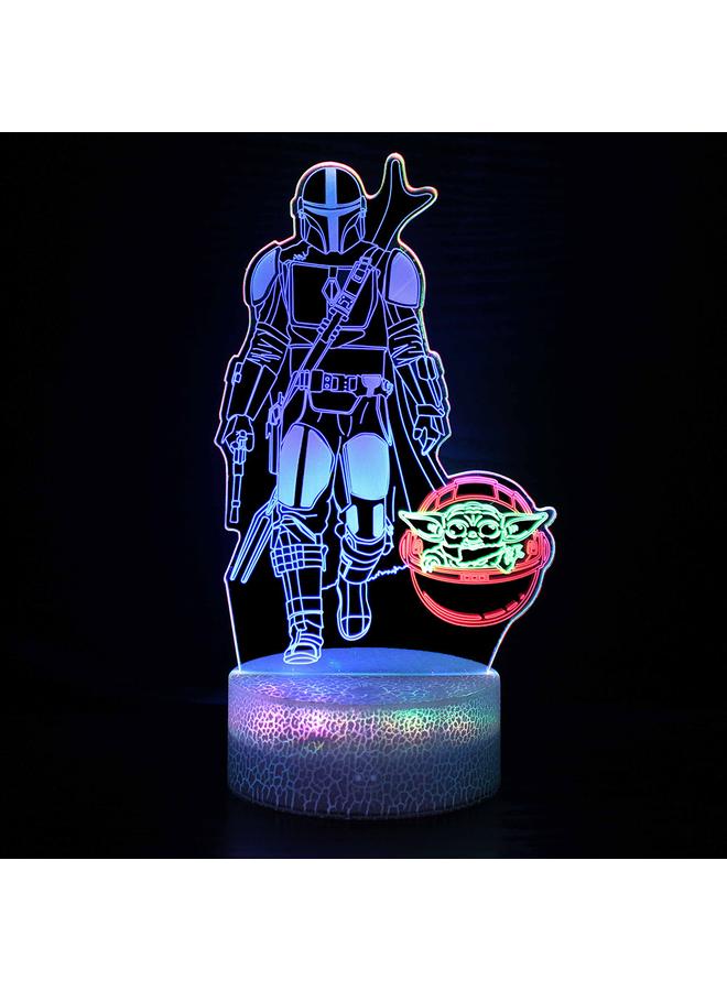 Bluejw 3D Night Light Cartoon Animation Dynamic Tri-color Acrylic Bedside Lamp Remote Control Creative LED Table Lamp - Image 1