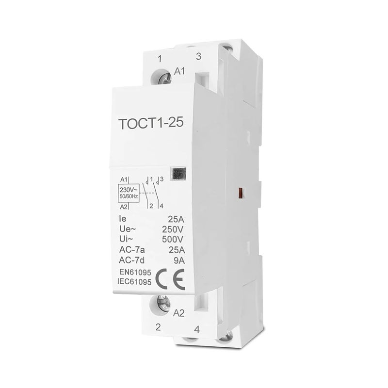 TOCT1 25 Modular DIN Rail Contactor 25A 220V 230V 50 60Hz 2P 20A 1NO 1NC - Image 1
