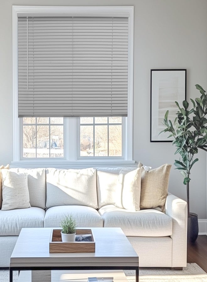 CHICOLOGY Mini Blinds for Windows, Doors, and Campers - Horizontal Window Shades, Gloss Gray, 34"W X 48"H - Image 1