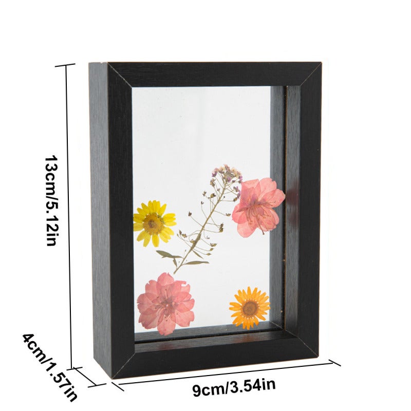 Square Wooden Photo Frame: 5 In(9x13)Cm Double-Sided Real Glass - 360-Degree Rotatable Textured Smooth Surface for Tabletop Wedding Decoration - Image 5
