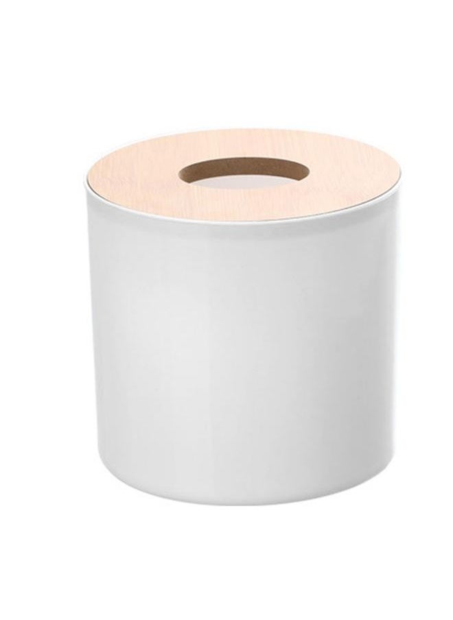 NIBEMINENT Roll Tissue Box Holder Innovative Modern Concise Large Space Round Tissue Toilet Paper Dispenser for Bathroom Living Room White  - Image 1