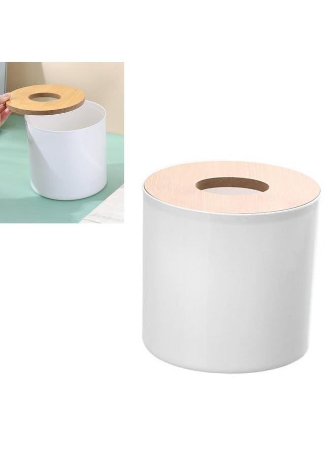 NIBEMINENT Roll Tissue Box Holder Innovative Modern Concise Large Space Round Tissue Toilet Paper Dispenser for Bathroom Living Room White  - Image 4