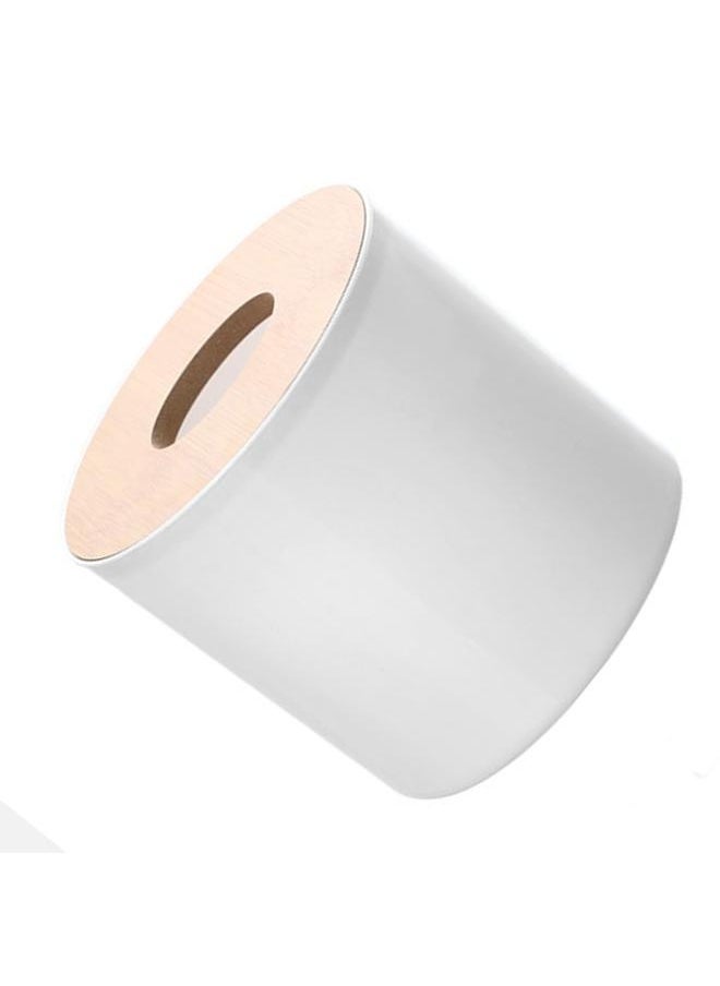 NIBEMINENT Roll Tissue Box Holder Innovative Modern Concise Large Space Round Tissue Toilet Paper Dispenser for Bathroom Living Room White  - Image 3