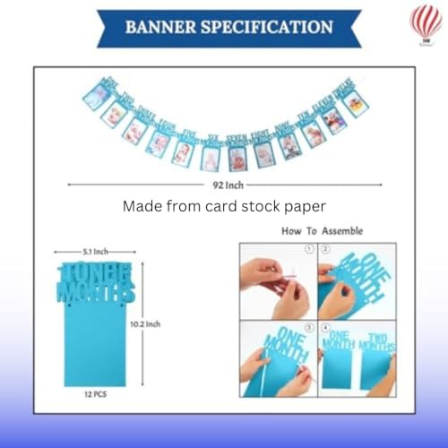 HK Balloons 64 Piece Blue 1st Happy Birthday Combo Set with White Net Curtain Cloth Decorations for a Blue-Themed Birthday Celebrations for boys 1st birthday decorations - Image 3