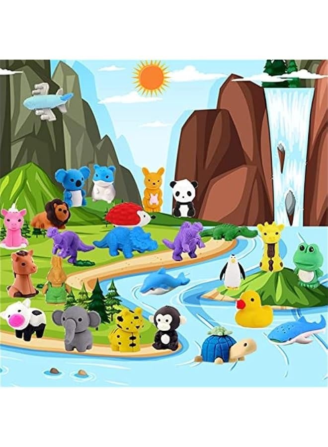 Generic 110Pcs Animal Erasers Kids Desk Pets Pencil Erasers 3D Puzzle Erasers Bulk Mini Animal Food Erasers Toys Fun Cute Eraser for Classroom Rewards, Game Prizes, Treasure Box,  Egg Fillers  - Image 5