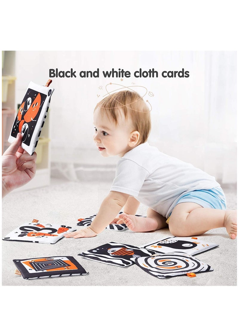Baby Hanging Toys Gift Set Mirror Black and White Plush Rattles Rings and Crinkle Cloth Book for Pram Car Seat Activity Stroller Hanging Toy for 3 6 9 12 Months Newborn Boys Girls Kids (4 Pcs)  - Image 5