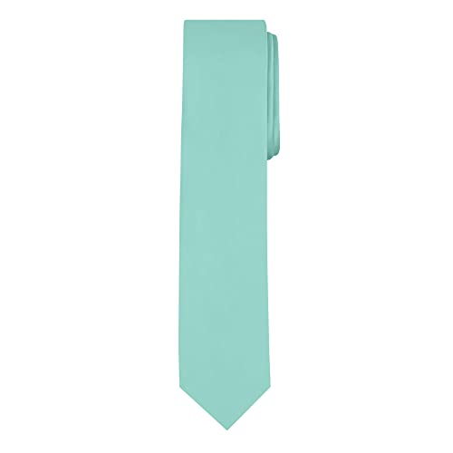 Jacob Alexander Men's Skinny Width 2" Solid Color Tie - Aqua - Image 1
