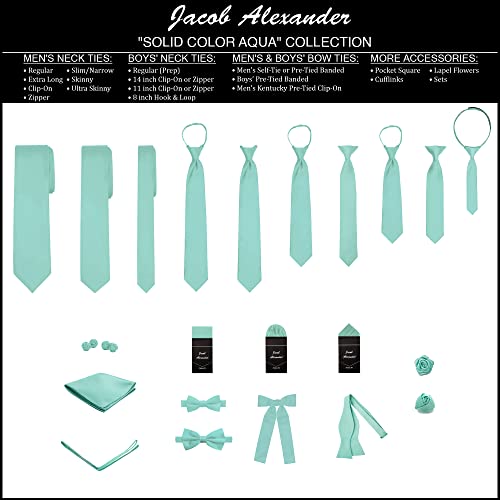 Jacob Alexander Men's Skinny Width 2" Solid Color Tie - Aqua - Image 5