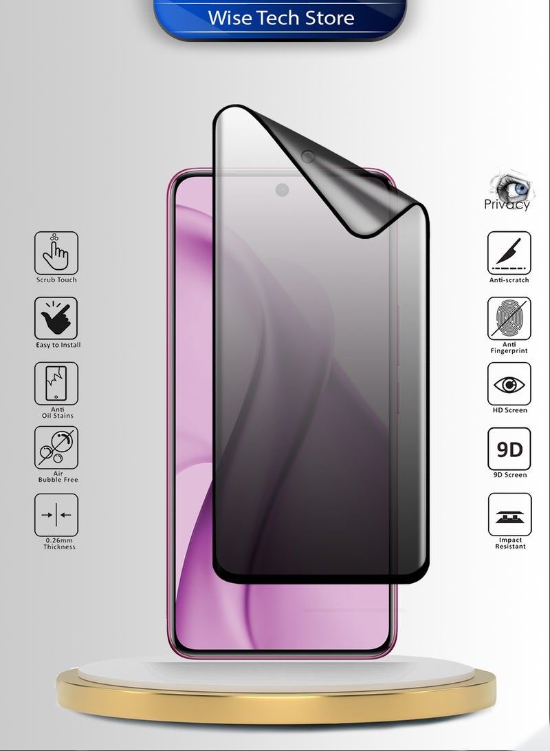 Wtech vivo V60e 5G 2025 Premium Nano Ceramic Privacy Full Glue Full Cover Matte Flexible Screen Protector (MSCNMP) - Clear/Black - Image 2