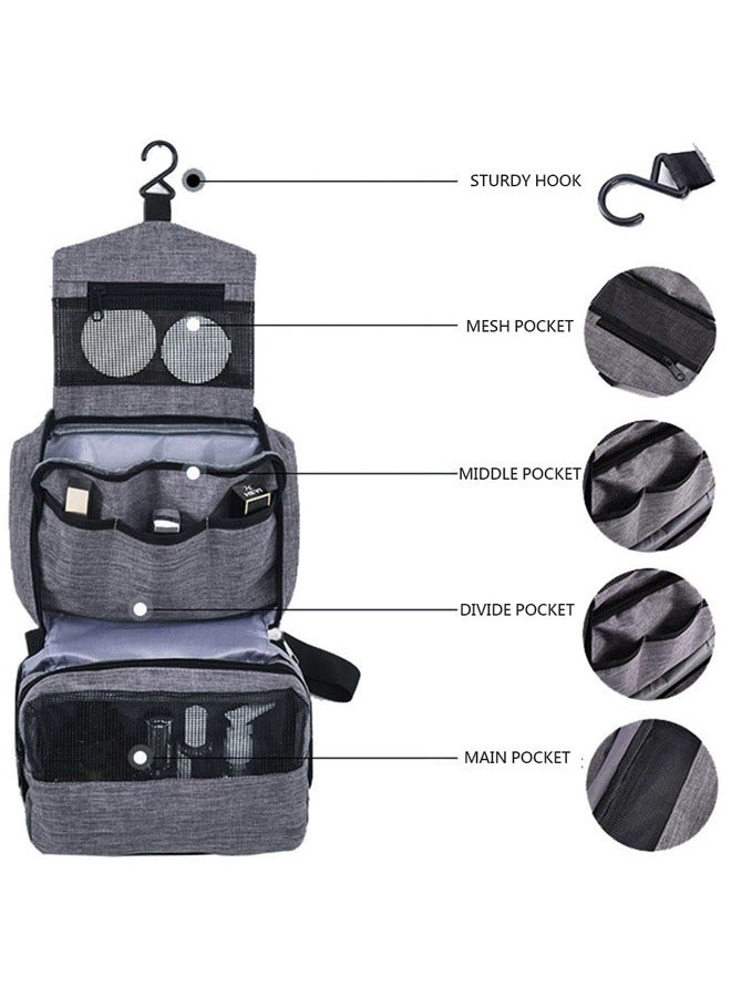 Travel Toiletry Bag with Hanging Hook Large Makeup Organizer, Travel Cosmetic Case for Toiletries,Toiletry Accessories for Men  Women Grey ﻿ - Image 2