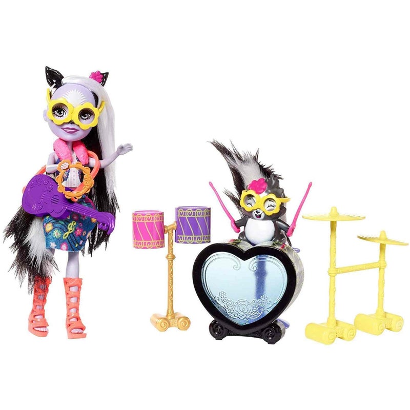 ENCHANTIMALS Mattel Enchantimals Rockin' Drumset Playset with Sage Skunk Doll & Caper Figure - Image 1