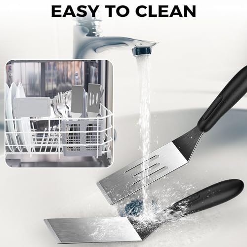 volikos Small Spatula 2 PCS, Mini Serving Spatula for Kitchen Use, Metal Spatula for Serving and Turning, Ideal for Pancakes, Brownies, Desserts, Cookie, Eggs or Small Pan - Image 4
