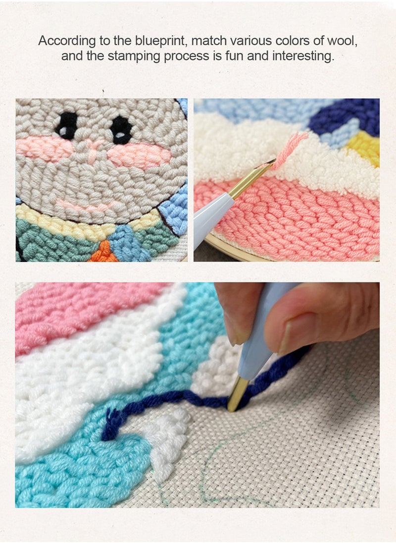 التطريز اليدوي DIY المواد حقيبة التطريز أداة مجموعة الصوف الرسم مجموعات النسيج التطريز الإبر خياطة لكمة القلم مجموعة أداة للحرف اليدوية للمبتدئين