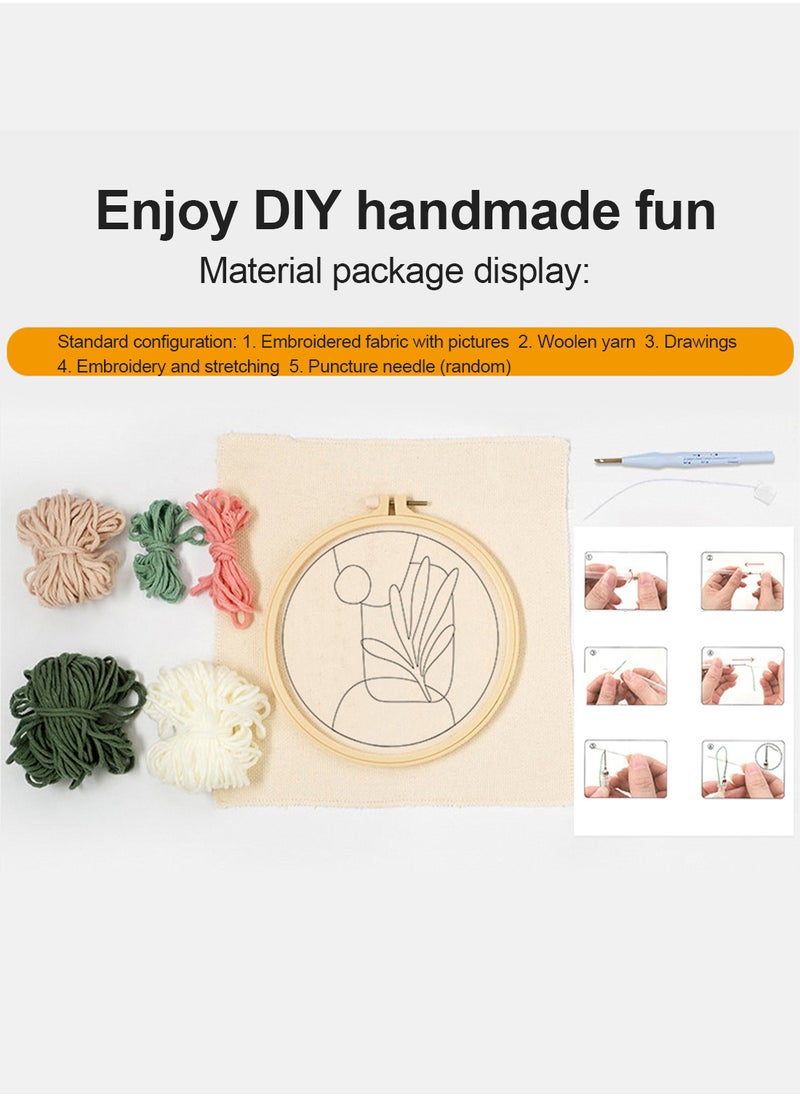 التطريز اليدوي DIY المواد حقيبة التطريز أداة مجموعة الصوف الرسم مجموعات النسيج التطريز الإبر خياطة لكمة القلم مجموعة أداة للحرف اليدوية للمبتدئين