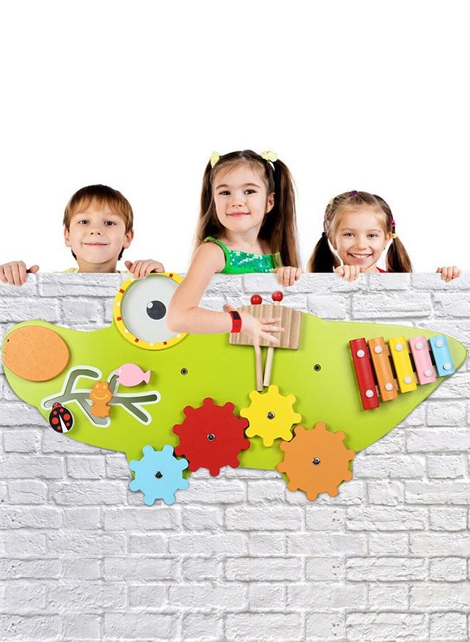 JSAITOYS Decorative Cartoon Crocodile Busy Board Activity Toy Kids Wooden Interactive Wall Mounted Toys - Image 1