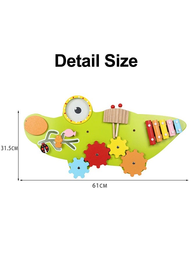 JSAITOYS Decorative Cartoon Crocodile Busy Board Activity Toy Kids Wooden Interactive Wall Mounted Toys - Image 2