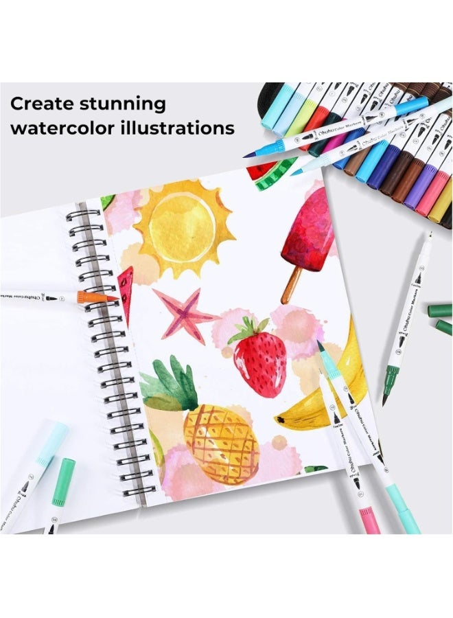 Ohuhu Markers for Adult Coloring Books: Brush Pens Dual Brush Fine Tip Drawing Pens Water-Based Coloring Markers with Carrying Case -Maui (120 Colors) - Image 5