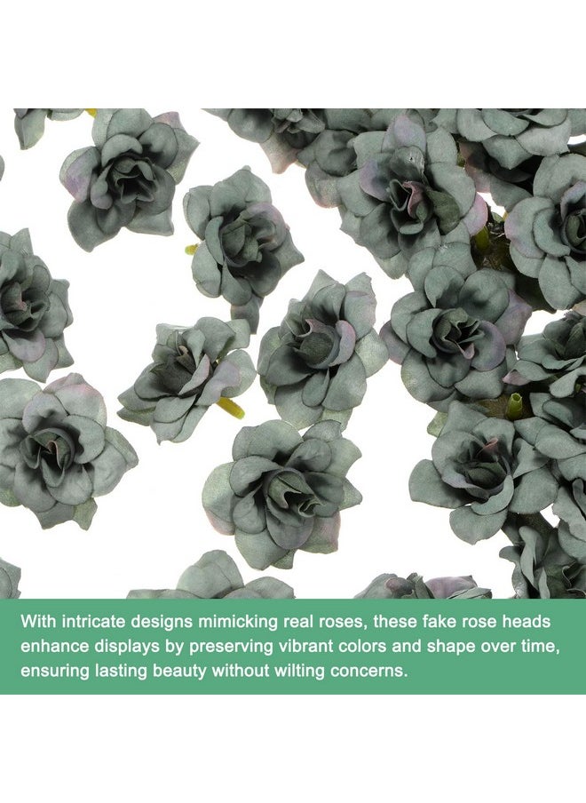 M METERXITY M METERXITY 200-Pack Artificial Roses Heads, Silk Faux Rose Head for Wedding/Bouquet/DIY Crafts/Party Decoration, Fake Bloom Flower Heads Buds [Dark Green]  - Image 2