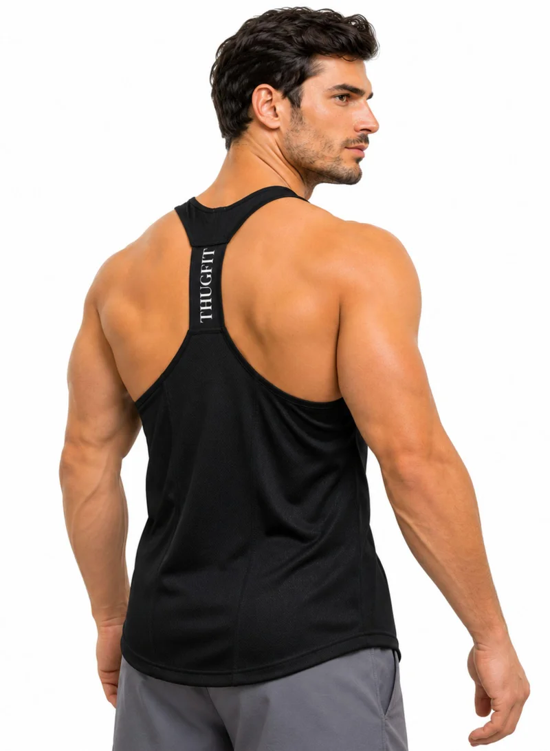 Thugfit THUGFIT MuscleHustle Men's Slim Fit Tank Top - Black