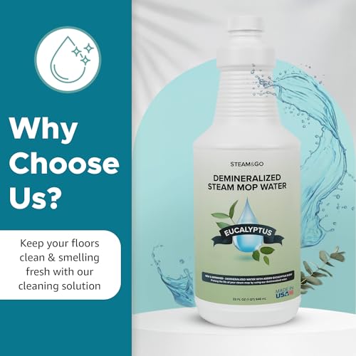 Steam and Go Steam & Go - Demineralized Water for Steam Cleaner, PVC-Free Floor Cleaner Liquid Compatible With Any Steam Mop, Ready-to-Use Multisurface Cleaner, Scented Mop Solution, Eucalyptus Mint, 32 oz - Image 3