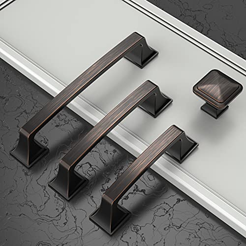 Amerdeco 10 Pack Kitchen Cabinet Handles Oil Rubbed Bronze Cabinet Pulls 3.75 Inch(96mm) Hole Center Cabinet Hardware for Bathroom Drawer Pulls Dresser Pulls AM0002 - Image 2