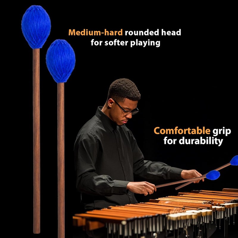 VixxNoxx 2 Pcs Marimba Mallets, Soft Drum Mallets 16.5 Inches with Yarn Heads & Drumsticks Bag, Percussion Accessories for Xylophone, Glockenspiel, Vibraphone, Ideal for Beginners and Music Lovers - Image 5