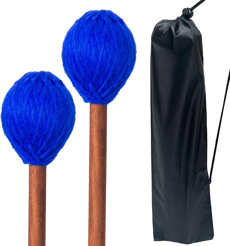 VixxNoxx 2 Pcs Marimba Mallets, Soft Drum Mallets 16.5 Inches with Yarn Heads & Drumsticks Bag, Percussion Accessories for Xylophone, Glockenspiel, Vibraphone, Ideal for Beginners and Music Lovers - Image 1